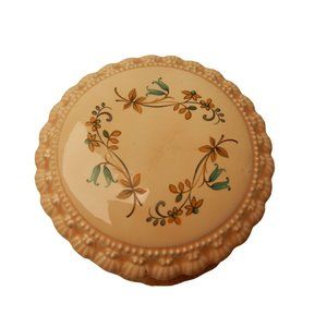 Vintage 1988 trinket dish, Gator Mold Co. covered ring dish 3" by 1 in. floral